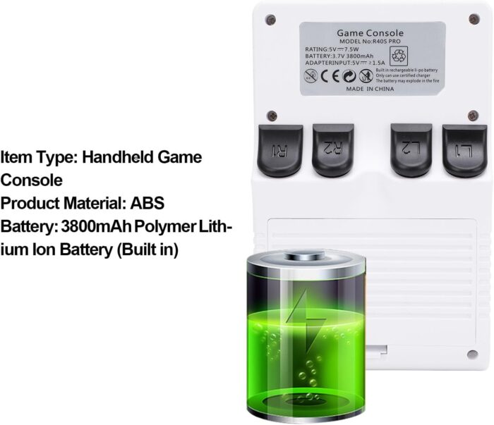 Retro Gaming Console, Handheld Game Console 3.5 Inch 640x480 Screen, Retro Video Game Console 256GB Memory 30000 Games Built in 45 Emulator (White) - Image 4