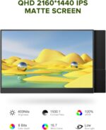 UPERFECT 2K Portable Monitor, 14" Ultra Slim Portable Laptop Monitor 2160 * 1440 QHD External Display with Dual Speakers HDR FreeSync Second Screen for Laptop PC Phone Game Console - Image 3