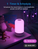 meross Smart Lamp, Wi-Fi Table Lamp Compatible with Apple HomeKit Alexa Google Home, Bedside Touch Lamp RGBWW Colour Voice Remote app Control (2.4GHz Wi-Fi Only), 1 Count (Pack of 1) - Image 5