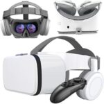 VR Headset, Virtual Reality Headset with Controller & Headphones for Kid Adult Play 3D Game Movie, Universal Wireless VR Set Glasses Goggle Bundle for IOS Android Windows Smartphones