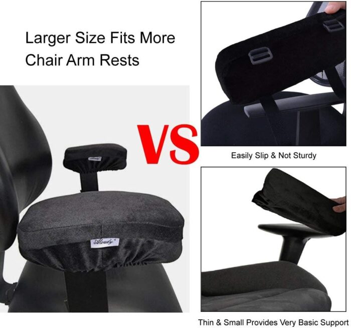 Aloudy Ergonomic Memory Foam Office Chair Armrest Pads, Comfy Gaming Chair Arm Rest Covers for Elbows and Forearms Pressure Relief(Set of 2), Stretch Fit, Black - Image 5