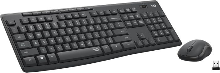 Logitech MK295 Wireless Mouse & Keyboard Combo with SilentTouch Technology, Full Numpad, Advanced Optical Tracking, Lag-Free Wireless, 90% Less Noise – Graphite
