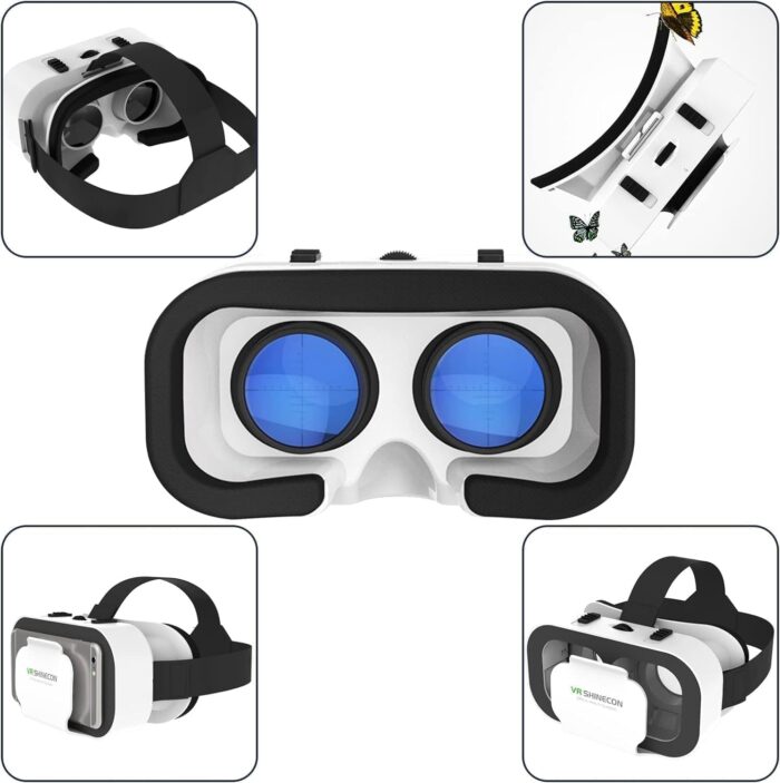 BIGTHREE Virtual Reality Goggles, 3D VR Glasses, HD VR Goggles, Adjustable Pupil Distance and Object Distance, Ideal for Immersive Gaming and Movies, Gift for Kids and Adults, White. - Image 3