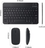 Rechargeable Bluetooth Keyboard and Mouse Combo Ultra-Slim Portable Compact Wireless Mouse Keyboard Set for Android Windows Tablet Cell Phone iPhone iPad Pro Air Mini, iPad OS/iOS 13 and above (Black) - Image 6