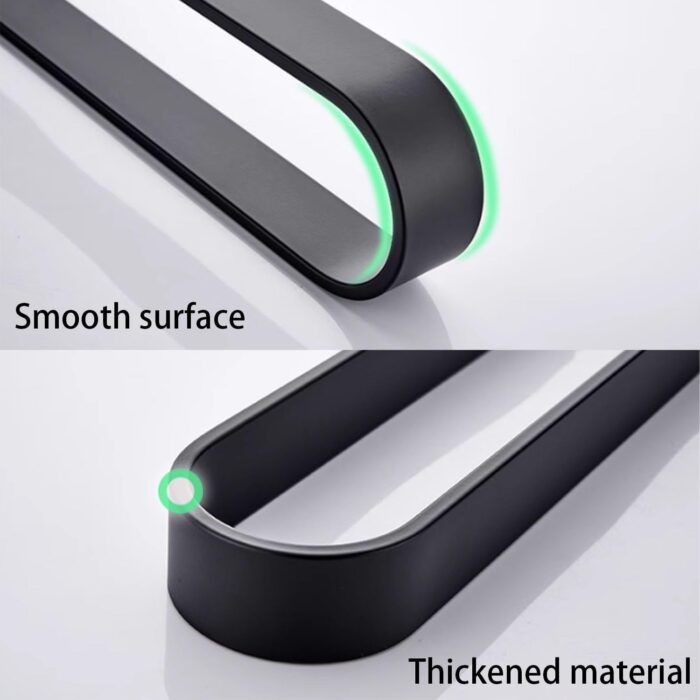 TocTen Hand Towel Bar/Towel Ring, No Drilling Stick on Wall Holder, SUS 304 Stainless Steel Rod, Strong Self Adhesive Hanger/Rack for Bathroom Kitchen, Matte Black - Image 4