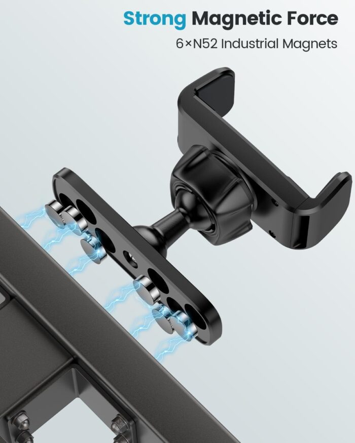 APPS2Car Magnetic Mount for GYM, 360 Adjustable Magnetic Phone golf Mount, Magnetic Phone Holder Compatible with 4.7-6.5" Smartphones, Alloy Base and Joint, Black Cradle - Image 2
