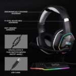 EKSA USB Gaming Headset for PC - Computer Headphones with 7.1 Surround Sound Stereo Noise Canceling Mic/Microphone RGB Light - Gaming Headphones for PS4/PS5 Console Laptop, Wired - Image 9