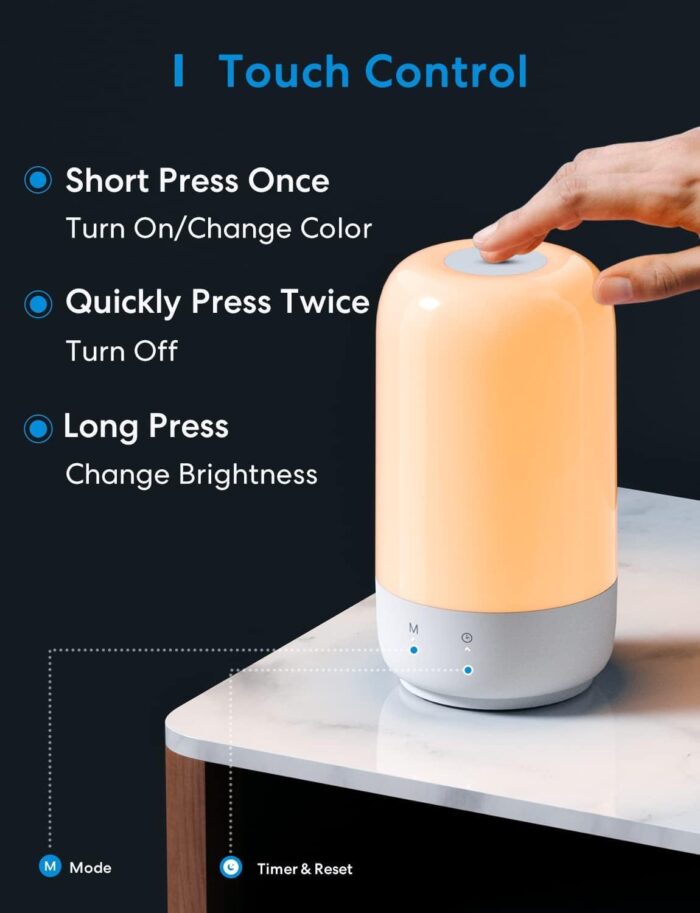 meross Smart Lamp, Wi-Fi Table Lamp Compatible with Apple HomeKit Alexa Google Home, Bedside Touch Lamp RGBWW Colour Voice Remote app Control (2.4GHz Wi-Fi Only), 1 Count (Pack of 1) - Image 7