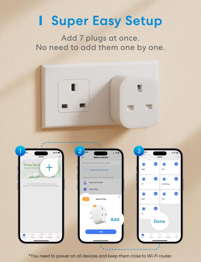 Meross Smart Plug with Energy Monitoring, Mini Smart WiFi Plug Work with Alexa, Google Home, SmartThings, Smart Socket Remote Control Timer Plug, No Hub Required, 13A, 2 Packs - Image 6
