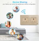 Saska WiFi Smart Wall Socket Outlet Glass Panel Remote Control Works with Amazon Alexa/Google Home (Gold, Double Socket) - Image 5