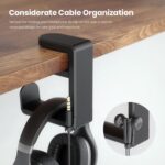 EURPMASK Choose the color of europe PC Gaming Headset Headphone Hook Holder Hanger Mount, Headphones Stand with Adjustable & Rotating Arm Clamp, Under Desk Design, Universal Fit, Built in Cable Clip O - Image 6