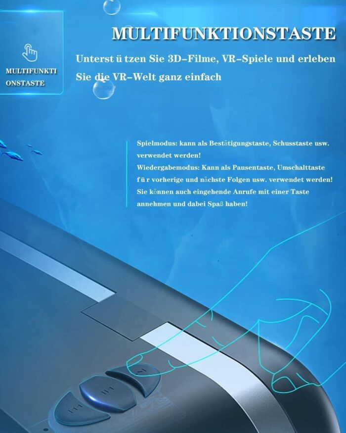Azonee VR Glasses VR Headset Virtual Reality Glasses 3D with Bluetooth Remote Control Experience Games for Mobile Phone for Android/iOS 5.5-7.2 Inch Mobile Phones Children Adults Gift - Image 9