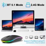 Necomi Wireless Bluetooth Mouse, LED Slim Dual Mode (Bluetooth 5.1 + USB) 2.4GHz Rechargeable Silent Bluetooth Wireless Mouse, Computer Mice with USB Receiver(Black) - Image 3