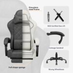 Submi Gaming Chairs, Ergonomic Gaming Chair with Footrest for Adults, Technology Fabric Computer Chair with Headrest and Lumbar Support, Reclining Chair PC Office Chair, High Back, 350 LBS, Black - Image 7