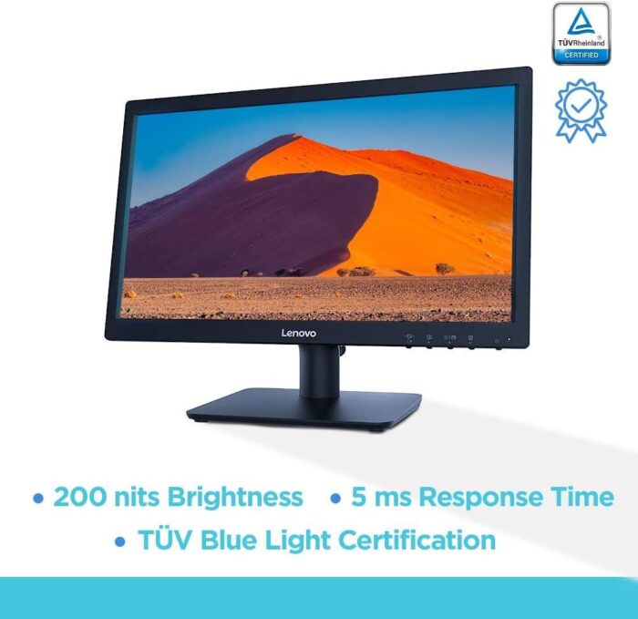 Lenovo - D19-10, 18.5 Inch (46.99 Cm) 1366 X 768 Pixels Led Hd Monitor, Tn Panel, (5Ms Response Time - 200 Nits Brightness Hdmi and Vga Port - Hdmi Cable Included - 72% Color Gamut) (Raven Black) - Image 3