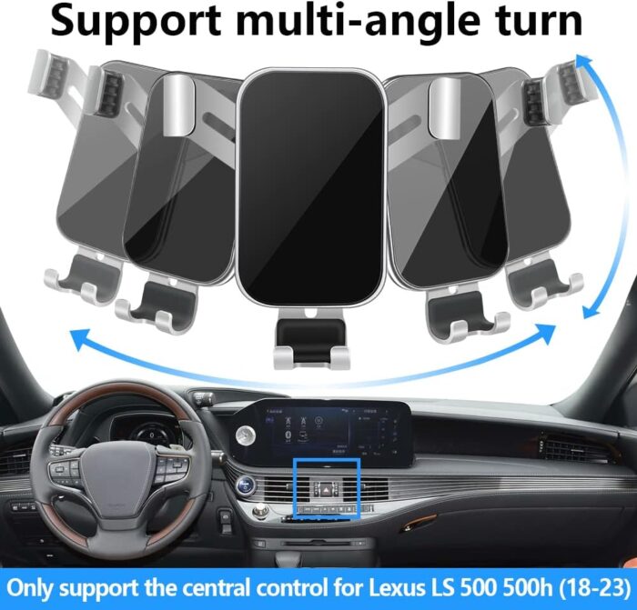 LUNQIN Car Phone Holder for Lexus LS 2018 2019 2020 2021 2022 2023 2024 2025 500 500h 500F Auto Interior Accessories Best Cell Phones Mount Cellphone Mobile Cradle Charging Navigation Bracket Stand - Image 4
