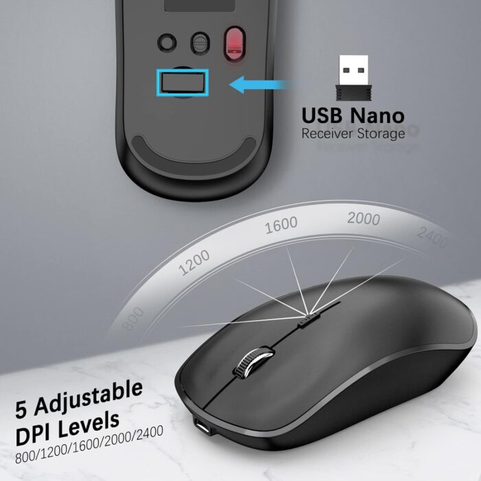 J JOYACCESS Wireless Keyboard and Mouse Combo, Rechargeable J JOYACCESS 2.4G Ergonomic and Slim Quiet Click Compact Keyboard and Mouse Designed for Windows, PC, Laptop,Tablet Black - Image 4