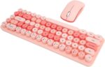 Sorandy Modern Wireless Keyboard Optical Mouse Combo, Colorful Cute Silent Ergonomic Slim and Compact Wireless Keyboard 2.4G with Numeric Pad for Laptop Computer Compatible with (Pink Mixed Color)