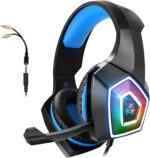 U UiiSii PC Gaming Headset with Microphone Wired Xbox Headset with mic PS4 Gaming Headphones with Microphone Gamer PS4 Headset with Mic Stereo Sound & LED Light Noise Cancelling for Switch Computer