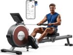 Merach Rowing Machines for Home Use,Quiet Magnetic Rower Machine 16 Levels of Resistance,Dual Slide Rail with Max 160kg Weight Capacity, App Compatible with LCD Monitor