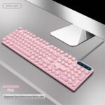Zudoo Retro Wired Gaming Keyboard, Led Backlit Typewriter Style Mechanical Gaming Keyboard with 104 Round Keys, Multimedia Keys, Ergonomic USB Keyboard for Office Desktop Laptop (Pink) - Image 3