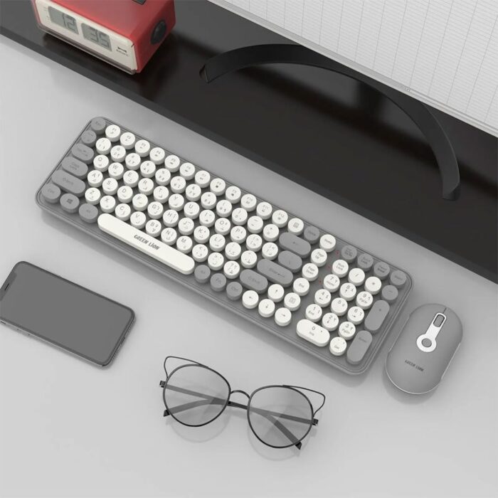 Green Lion GKM-300 Wireless Keyboard+Mouse, Multiple DPI Mouse, USB connectivity, 5M Keystrokes, 2.4G Mini USB, 10 M Range, Quiet Typing, Build in Plate - Gray - Image 2