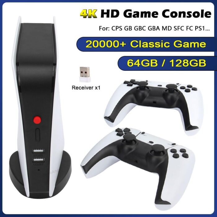 4K Retro M5 Video Game Console with 20,000+ Games – TV Box with 64GB/128GB, HDMI, 2 Wireless Controllers, Classic CPS/PS1/GBA Support, Plug & Play Gaming System - Image 3