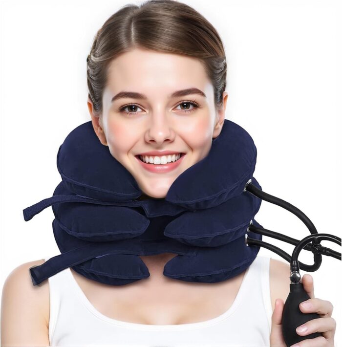 Neck Stretcher, Cervical Traction Device, Adjustable Inflatable Neck Traction Device for Neck Pain Relief, Neck Decompression Home Use