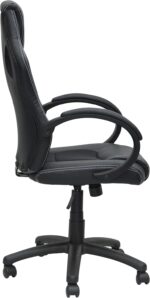 Multi Home Furniture Black PU Leather Office Chair – Ergonomic Chair with Headrest & Lumbar Support, Fixed Padded Armrests, Adjustable Height, Gaming Chair, Swivel Desk Chair, Computer Chair for Home - Image 4