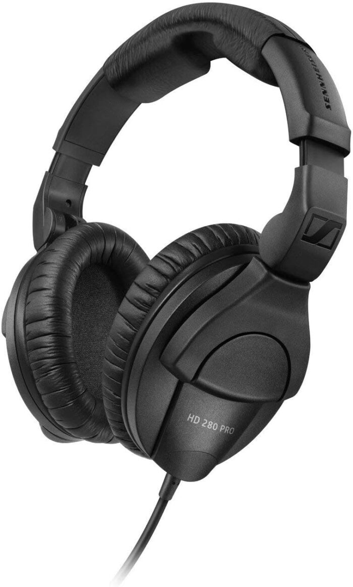 Sennheiser HD 280 PRO Closed-Back Around-Ear Collapsible Professional Studio Monitoring Headphones, for Recording & Mixing, 64 Ohms, Includes 6.3mm Stereo Jack Adaptor & 3m Coiled Cable