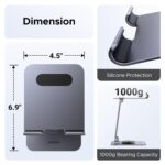 UGREEN iPad Stand 360° Rotatable Metal Phone and Tablet Stand Holder for Desk Adjustable Foldable Tablet Mount Compatible with All up tp 13'' Devices iPhone 16 Pro Max iPad Pro/Air/Mini Galaxy Tab - Image 8