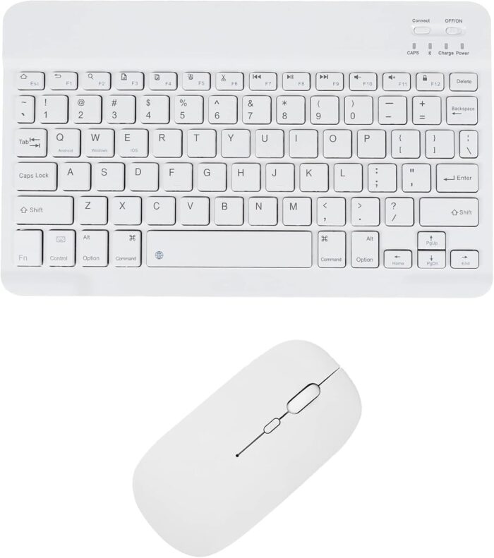 Bicchoo Wireless Bluetooth Keyboard and Mouse Combo, Ultra-Thin 2.4 GHz Wireless Keyboard and Mouse for iPad Pro/iPad Air/iPad 9.7 and Other iOS Android Windows Devices (White)