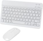 Bluetooth Wireless Keyboard and Mouse Combo,Ultra-Slim Ergonomic Small Rechargeable Bluetooth Keyboard Mouse Set for Apple iPad iPhone Samsung Tablet Phone Android PC Computer Mac Smartphone(White)