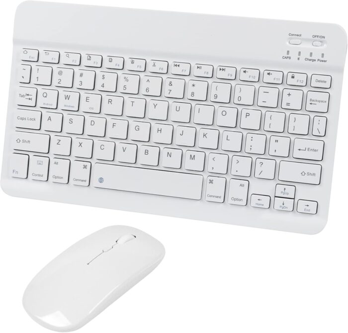 Bluetooth Wireless Keyboard and Mouse Combo,Ultra-Slim Ergonomic Small Rechargeable Bluetooth Keyboard Mouse Set for Apple iPad iPhone Samsung Tablet Phone Android PC Computer Mac Smartphone(White)