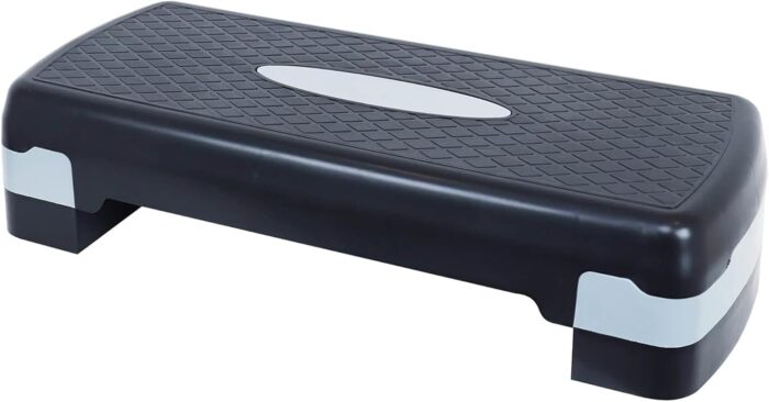 SOOFAM Adjustable Workout Aerobic Stepper Step Platform Trainer，Aerobic Exercise Step Platform with 2 Risers，Height-Adjustable 4″-6″，Fitness Equipment for Home Gym Exercise Fitness Workout