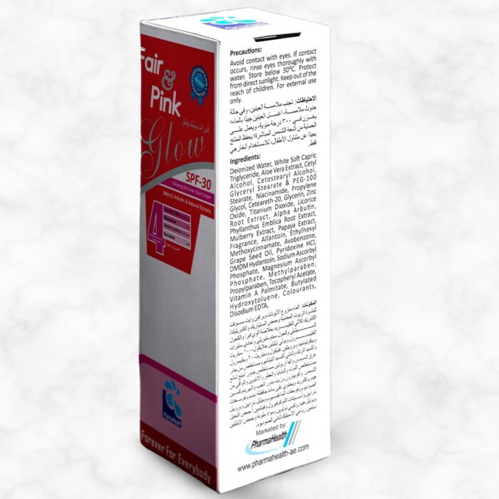 Pharmahealth Fair and Pink Glow SPF 30 Skin Glow, Skincare Cream: Natural Beauty Enhancement - Evens Tone, with Licorice & Vitamins C/E, 30ml - Image 3
