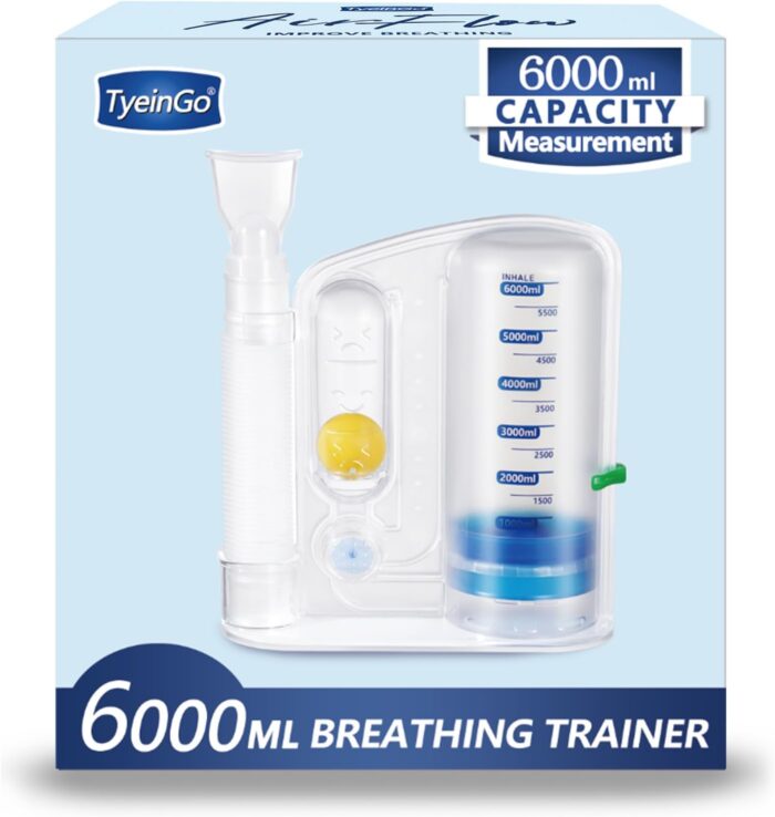 TyeinGo Incentive Spirometer Adult, Lung Exerciser Device, Breathing Trainer - 6000ML Inhale Volume Measurement, Equipped with Ball Flow Rate Indicator & Scale Indicator - Image 7