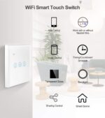 iMiNi Tuya Smart Wifi Touch Light Wall Switch 170-240V with Alexa Google Home (3 Gang, White) - Image 7