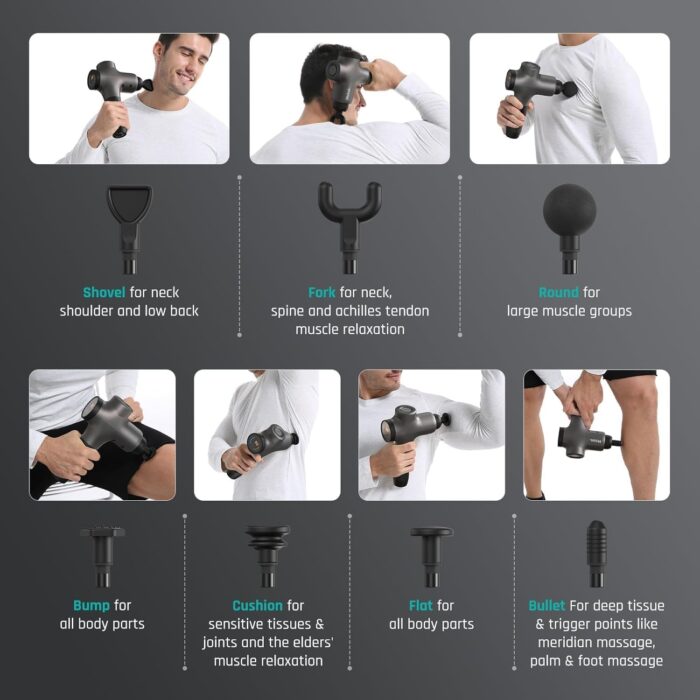 Mebak 3 Massage Gun, Massage Gun Deep Tissue for Athletes, Professional Muscle Percussion Massager Gun for Shoulder Leg Back Body Pain Relief, Quiet Portable Sport Massager, Gifts for Him - Image 2