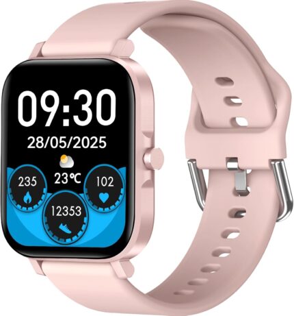 Smart Watch for Women, 1.83″ Touch Screen Fitness Tracker Watch with SpO2/Heart Rate/Sleep/Stress Monitor, IP68 Step Counter Watch, 120+ Sports Modes, Compatible with Android iOS (Pink)