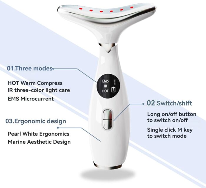 Beauenty Anti Wrinkles Neck Face Massager, Skin Care Face Massage, 3-in-1 Skin Care Tools - Heating, 3 Modes & 9 Vibration Frequencies for Anti-Aging, Smooth and Tightening (Style A) - Image 6
