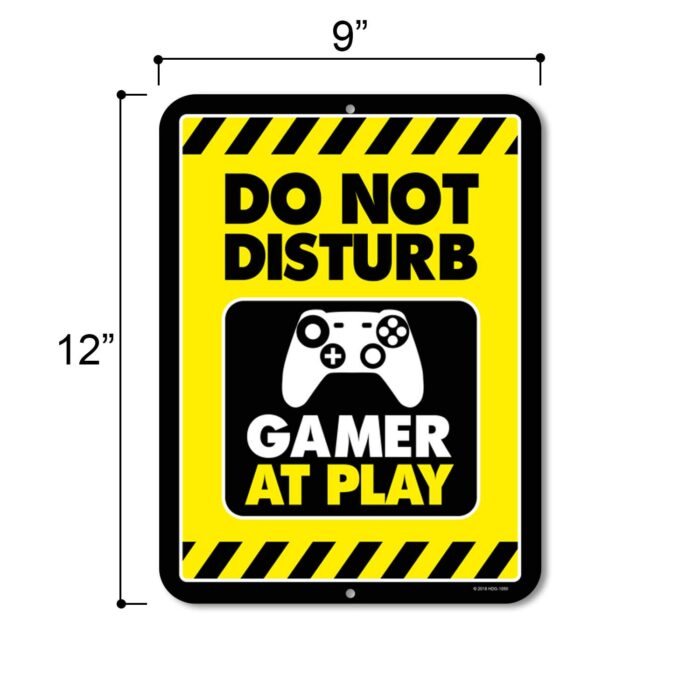 Gaming Room Decor, Do Not Disturb Gamer at Play, 9 x 12 inch Metal Aluminum Novelty Tin Sign, Video Game Room Decor, Game Room Sign - Image 2