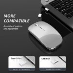 Halpilt Wireless Mouse Chargeable Portable Silent USB and Type-C Dual Mode Wireless Mouse 3 Adjustable DPI for Laptop, Mac, MacBook, Android, PC (Q23S Black) (Grey) - Image 2