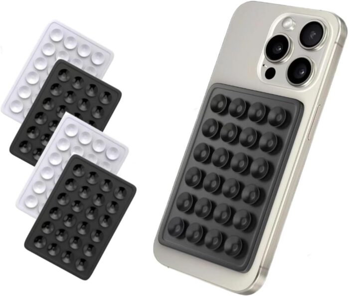 4 Pieces Thickened Model Silicone Suction Phone Case Holder, Mirror Shower Holder, Hands-Free Accessory for Bathroom, Home, Kitchen and More