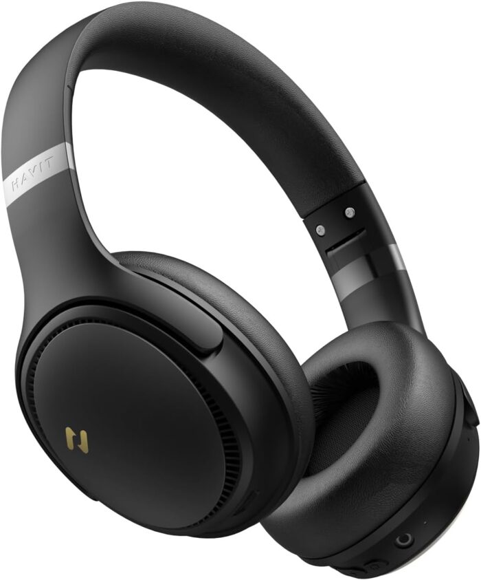Havit H630BT PRO Wireless Headphones, 20dB Active Noise Cancellation Headphones, 50-Hour Battery Life, Dual Device Connection, 40mm Immersive Stereo Sound Headsets for Gym, Running, Gaming – Black