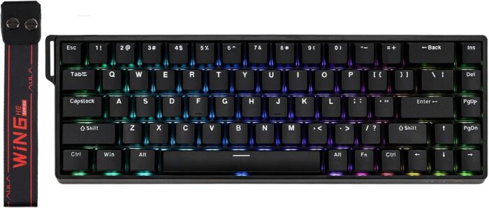 EPOMAKER AULA WIN68 HE Magnetic Keyboard with Adjustable Actuation, Hall Effect Keyboard with 0.3ms Latency, 65% Wired Compact Keyboard, 8000 Hz Polling Rate, Hot-Swap (Black)