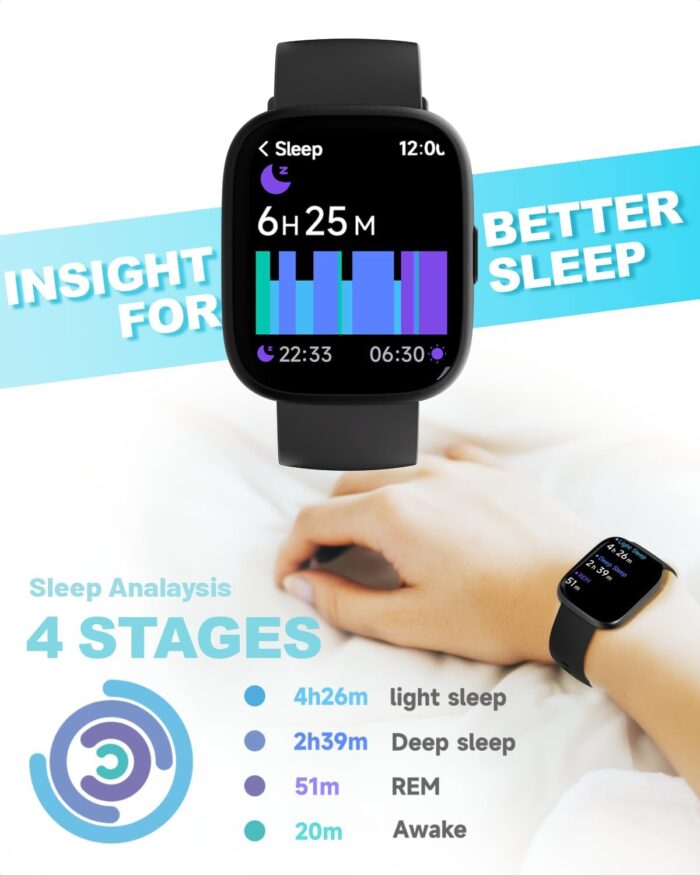 TOOBUR Smart Watch for Women Men, Alexa Built-in, Answer/Make Calls, 1.83" Fitness Tracker Watch with Heart Rate Monitor, Sleep Tracker, Pedometer, IP68 Waterproof Smartwatch Compatible Android iOS - Image 6