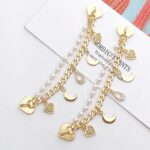 Beaded Cell Phone Chain Charms, Pearl Phone Chain Decoration, Lanyard Heart Moon Beaded Phone Charm Strap Crystal Rhinestone Diamond Gold Chain Universal Mobile Phone Finger Strap for Women(3Pcs) - Image 6