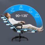 Forubar Office Chair Ergonomic Desk Chair with Footrest & Armrest, High Back Executive Office Chair, Home Computer Reclining Chair for Work, Max 200kg (Linen-With Footrest, Blue) - Image 3