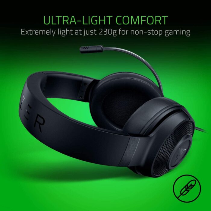 Razer Kraken X Lite Ultralight Gaming Headset: 7.1 Surround Sound - Lightweight Aluminum Frame - Bendable Cardioid Microphone - for PC, PS4, PS5, Switch, Xbox One, Xbox Series X & S, Mobile - Black - Image 2